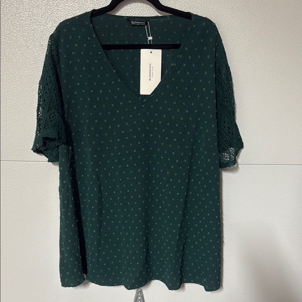 BloomChic Relaxed Green Ruffled Blouse